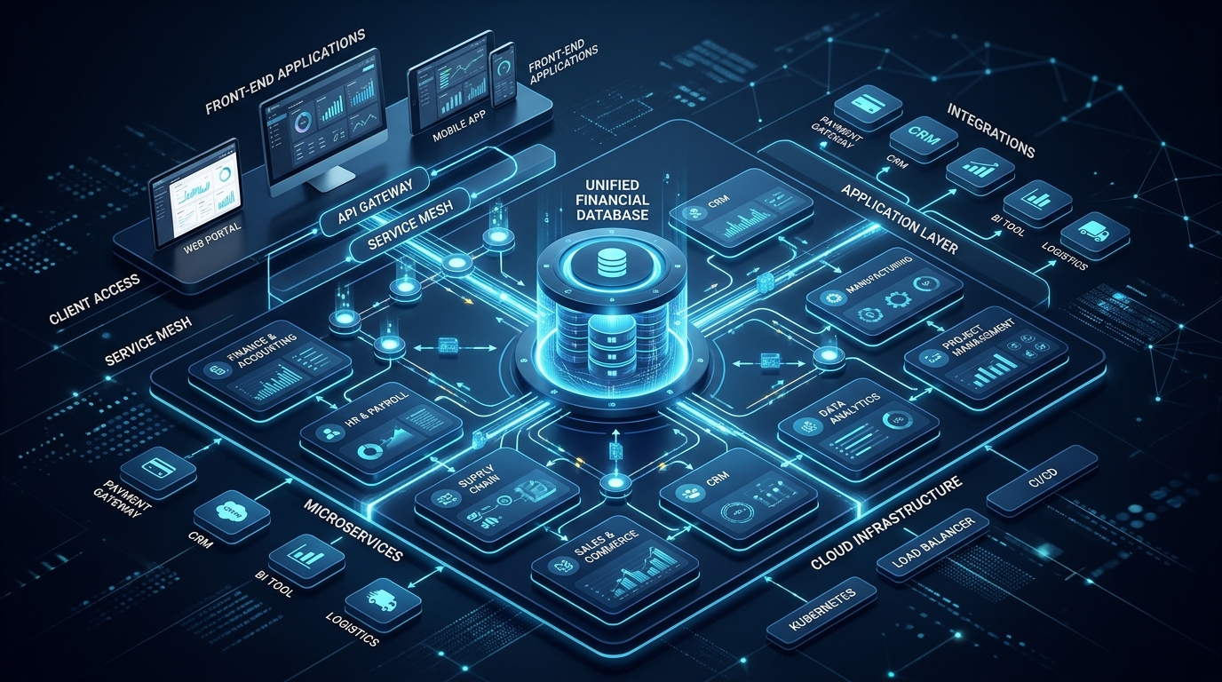Accurafin enterprise ERP architecture diagram